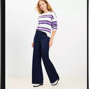 LOFT Palmer Blue Wide Leg Trousers